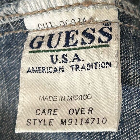 GUESS JEANS USA Workwear Overalls Shorts Men's XXL Blue Denim American Tradition - Picture 12 of 13